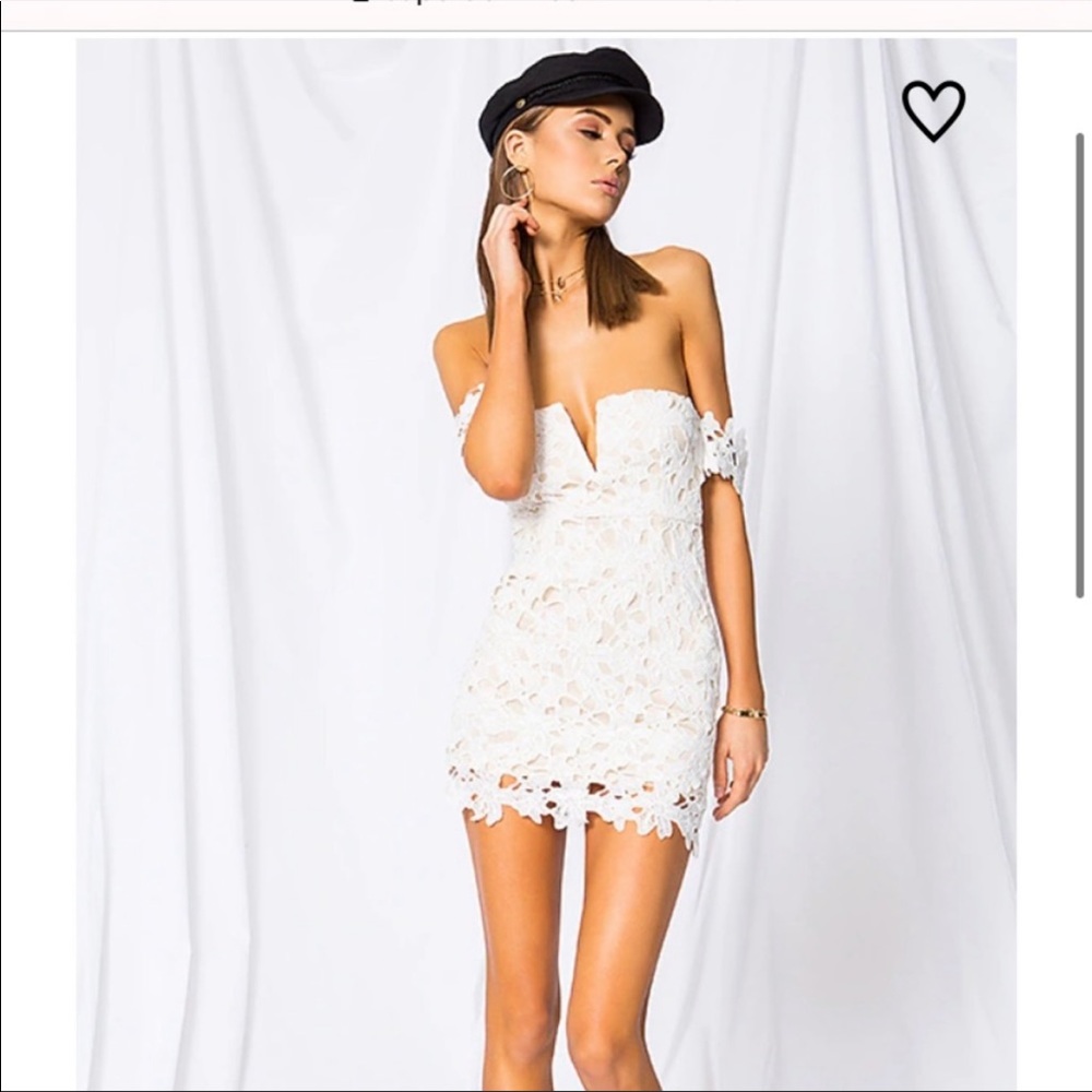 COPY - Superdown off shoulder white lace dress size small